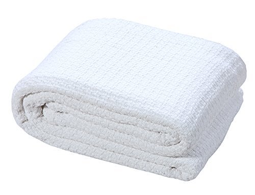 HILLFAIR 100% Combed Cotton Blanket– Twin XL Bed Blanket– Soft Cozy Warm Multipurpose Throws for Luxury Home Decor– 66 x 90 inch Twin XL Size Cotton Blankets for Beds- Blankets for All Season- White - Image 2