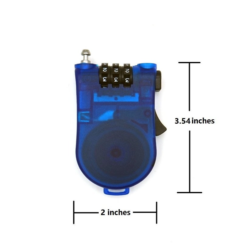ERCRYSTO Crysto 3-Foot Retractable Cable Password Lock (Blue) - Image 2