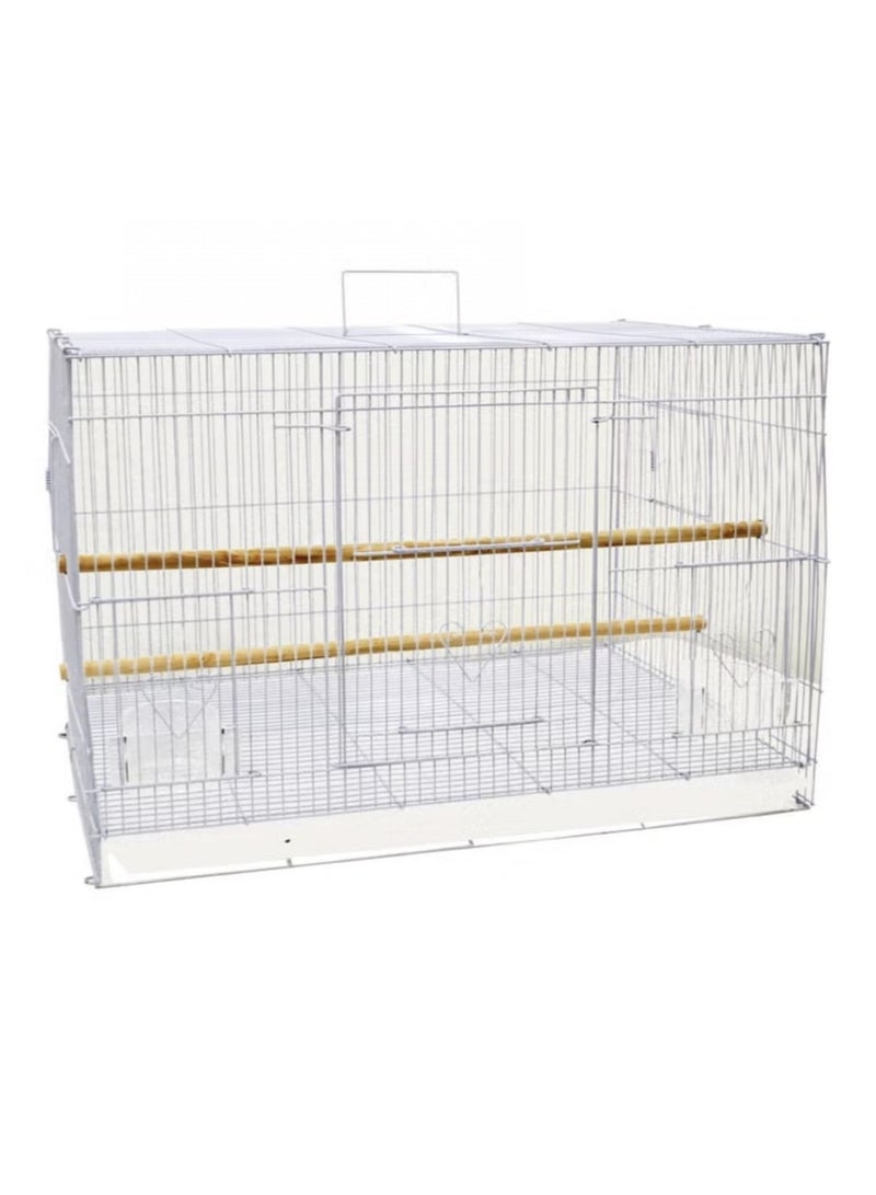Generic Metal Bird Cage Wide Medium Size White 