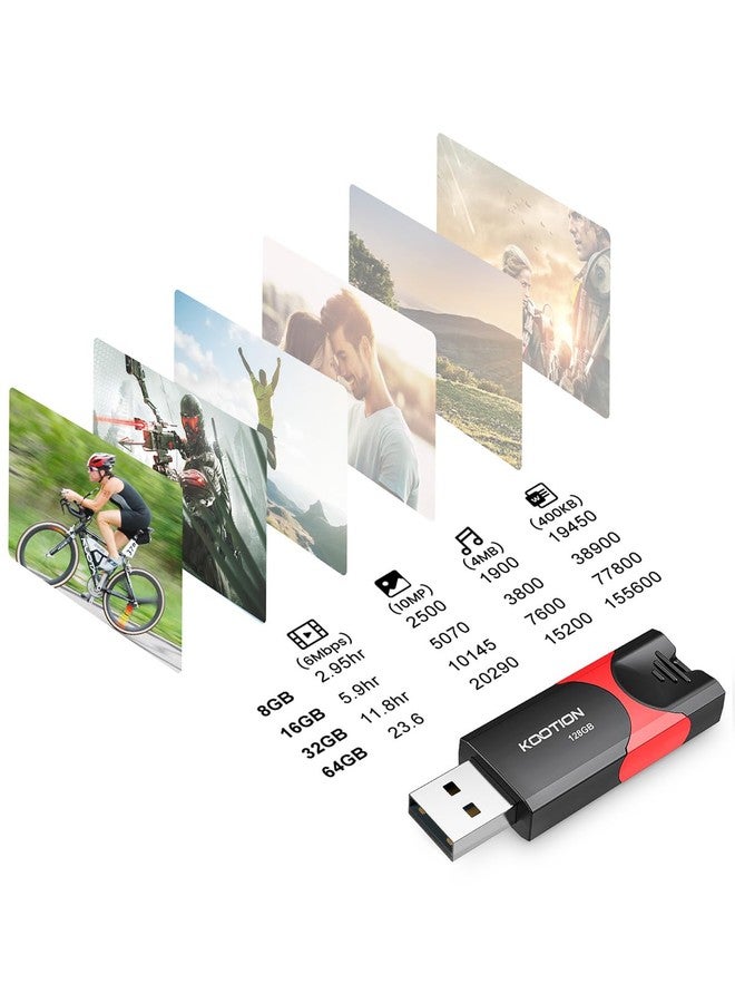 كووشن مجموعة من 3 وحدات تخزين فلاش كوتيون بسعة 128 جيجابايت، وحدات تخزين فلاش USB قابلة للسحب، وحدات تخزين فلاش USB 2.0، وحدات تخزين فلاش Zip عالية السرعة مع مؤشر LED لتخزين البيانات ونقلها - Image 3