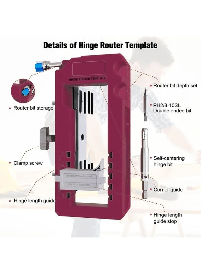 Red Door Hinge Installation Kit With Router Template And Chisel Tools - Image 5