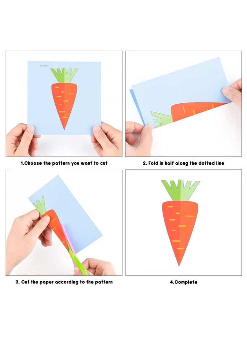 100 PCS Paper Cutting set, Paper Cutting set with 2 Kids Safety Scissors, for Paper Craft Supplies, Kids Preschool Training Scissors, Art Craft Plastic Scissors for School Supplies and Scrapbooking  - Image 2