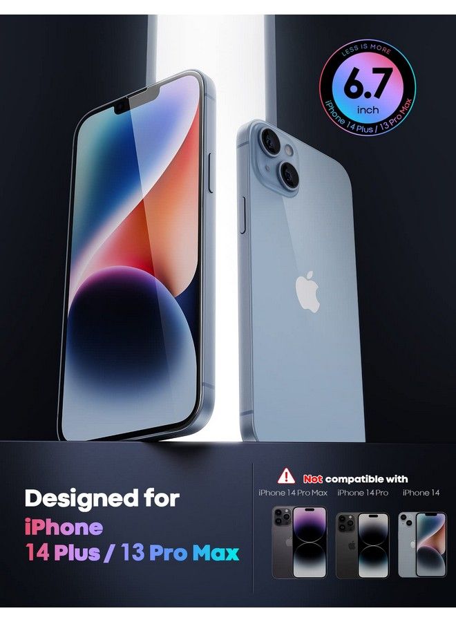 Lamicall Glass Screen Protector for iPhone 14 Plus, 13 Pro Max - [Professional] [9H Tempered Glass] [Military-Grade Shatterproof ] HD Clear, Anti-Scratch Fingerprint, Easy Apply Frame, 6.7'' /2 Pack - Image 3