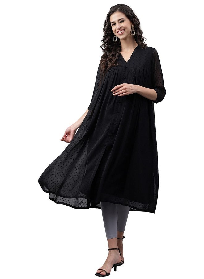 Janasya Women's Black Dobby Chiffon Self Design Empire Kurta(JNE4158-KR-XL) - pzsku/Z9C91E97C4224DAB92BA2Z/45/_/1740118256/0c1ecb80-5219-4f9a-861e-8d26a5eaa8c3