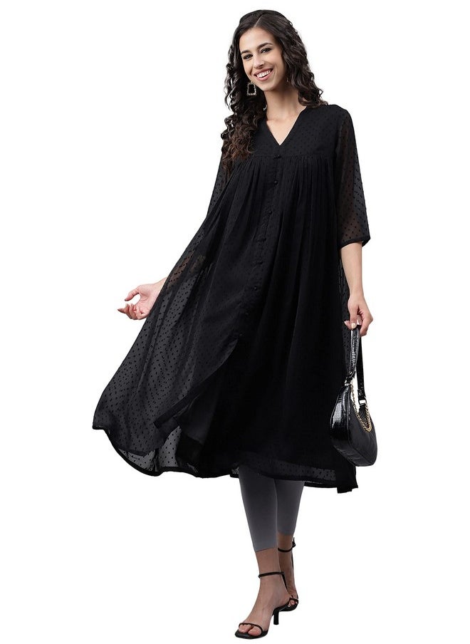 Janasya Women's Black Dobby Chiffon Self Design Empire Kurta(JNE4158-KR-XL) - pzsku/Z9C91E97C4224DAB92BA2Z/45/_/1740118266/f884f245-d8f7-4c39-9354-1175aae03202