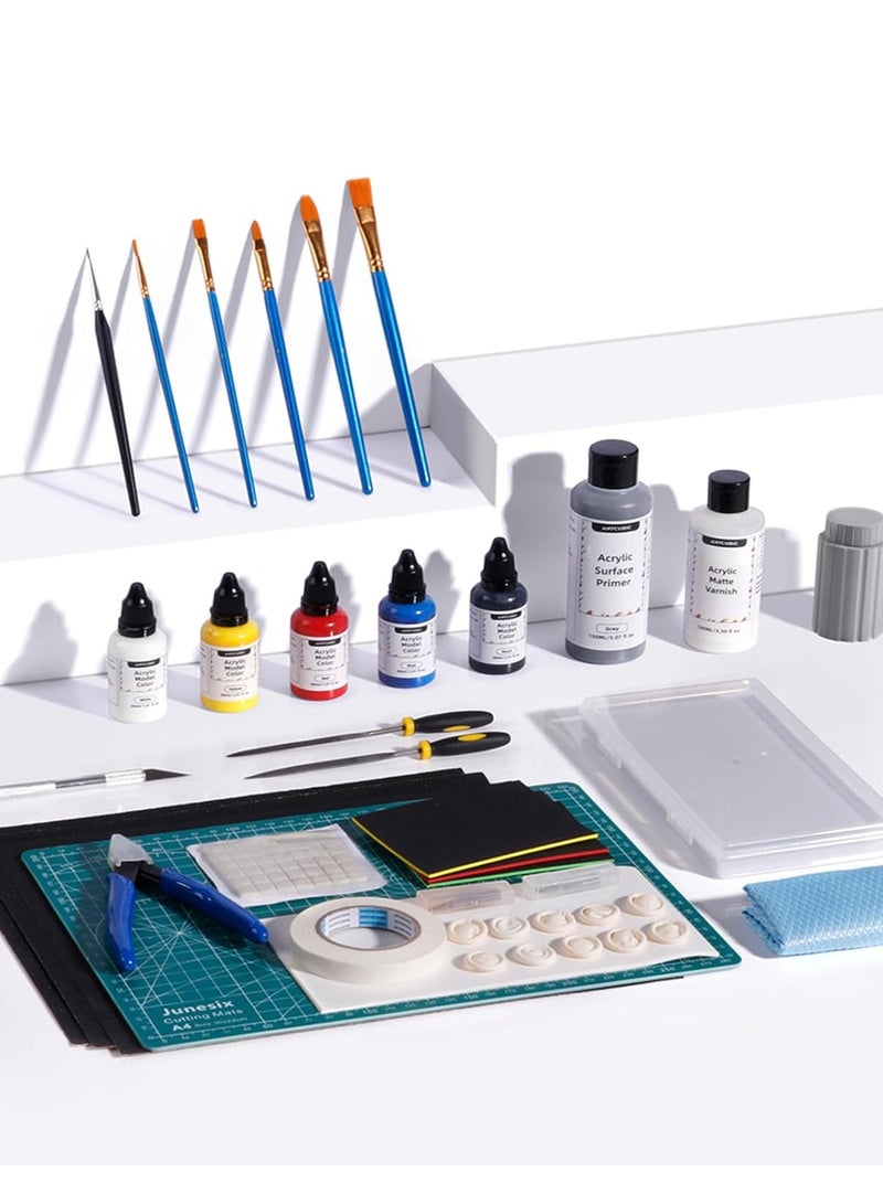 ANYCUBIC Multifunctional 3D Models Painting Set, Acrylic Paint kit 5 Colors, Primer, Topcoat, and Painting Tools, Miniatures Painting Kit for 3D Printing Enthusiasts - Image 1