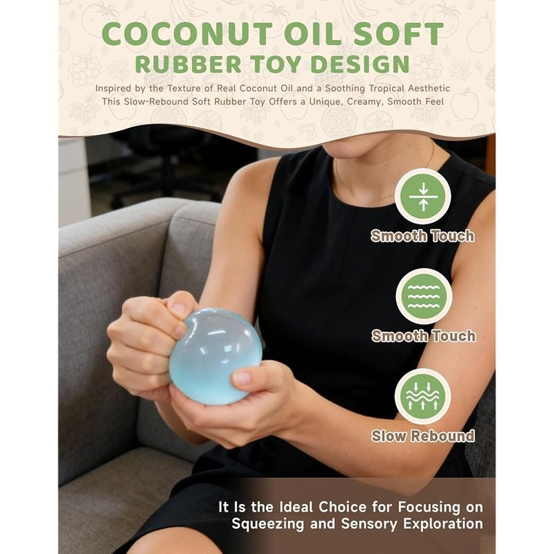 TLM Coconut Oil Squishy - 2026 New Coconut Oil Stress Ball, Slow Rising Squishy, 100% Odorless, Non-Sticky, Easy to Clean, Improving Focus, Or Easing Tension During Study, Work, Or Relaxation (Green) - Image 3