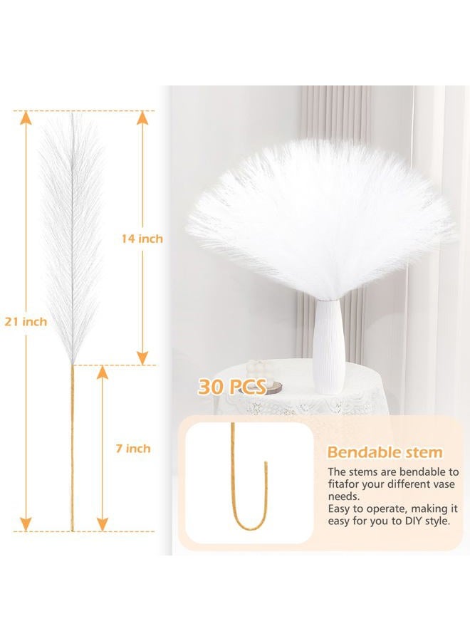 MUUNC White Pampas Grass Decor 30 Pcs 21.7 Inch Faux Pampas Grass Bulk Artificial Dried Flowers Small Vase Filler Pompas Grass. - Image 3