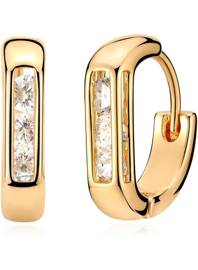 Women Huggie Earrings Gold Hoop Sleeper 14K Gold Filled Small Simple Handmade Hypoallergenic Everyday Jewelry - Image 1