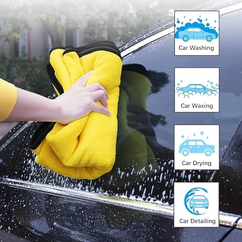 OAN Microfiber Cloth 1pc 40x30cms 600 GSM Multi-Color! Thick Lint & Streak-Free Multipurpose Cloths Automotive Microfibre Towels for Car Bike Cleaning Polishing Washing & Detailing. - Image 2