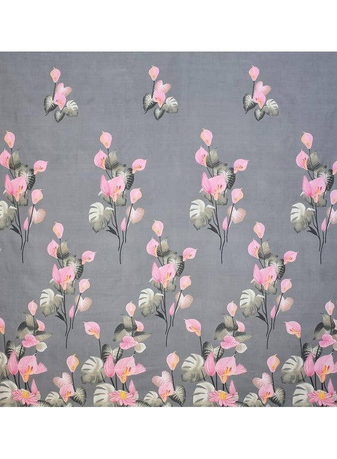 BSB HOME BSB HOME Premium Forever Modern Style Glace Cotton Floral Luxurious Beautiful Soft Comfort Designer Floral Pattern 1 Single Size Bed bedsheet and 1 Pillow Cover- Grey & Pink Flower  - Image 3