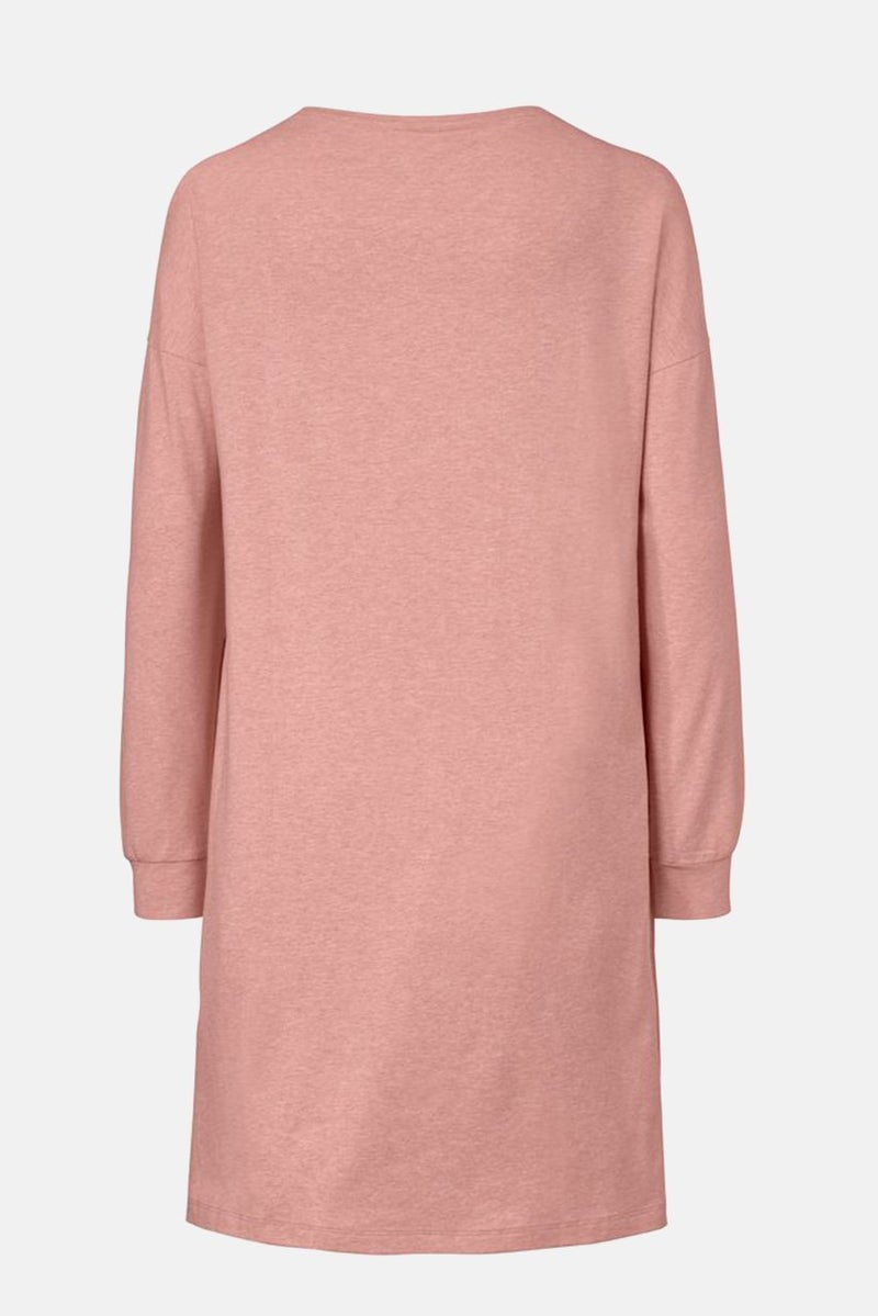 Tchibo Women Round Neck Long Sleeve Graphic Print Night Dress, Pink Combo - Image 3