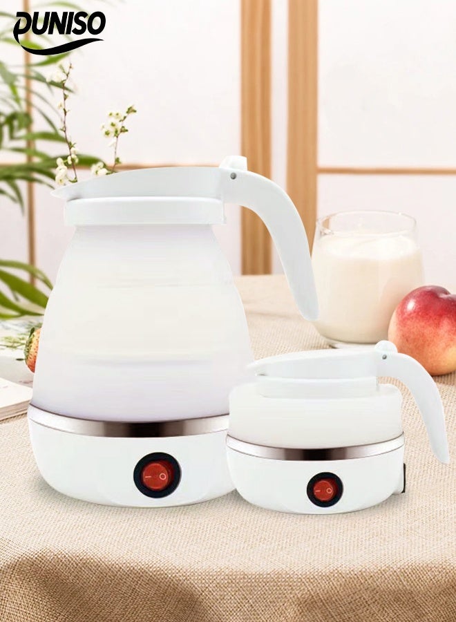 DUNISO Foldable Kettle，Portable Foldable Electric Kettle，Mini Folding Silicone Electric Kettle，Food Grade，Easy to Clean， for Travel,Hiking,Camping,Indoor,Outdoor，700ml，White - Image 1