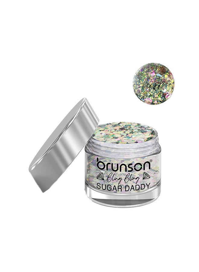 brunson Acrylic Nail Powder DIP And Buff System, Sugar Daddy Glittered 30ml BXC010