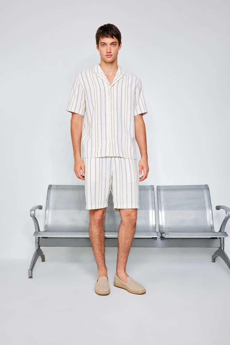 DeFacto Regular Fit Polo Neck Striped Shirt