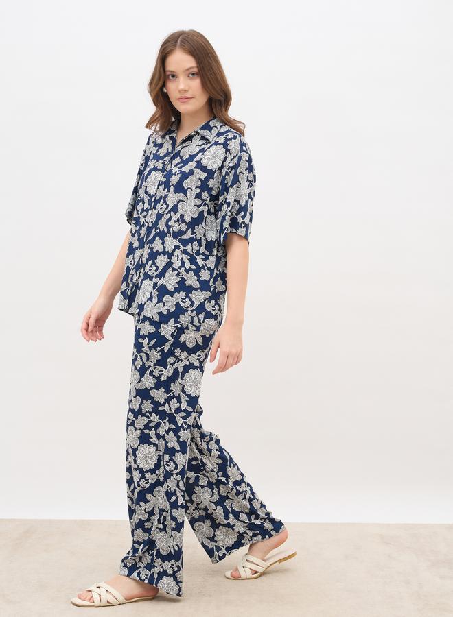 ستايلي طقم قميص وبنطلون واسعين بطبعة شاملة - Image 3