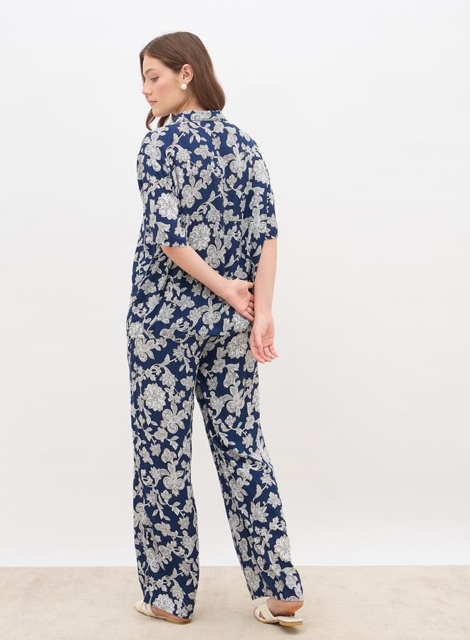 ستايلي طقم قميص وبنطلون واسعين بطبعة شاملة - Image 5