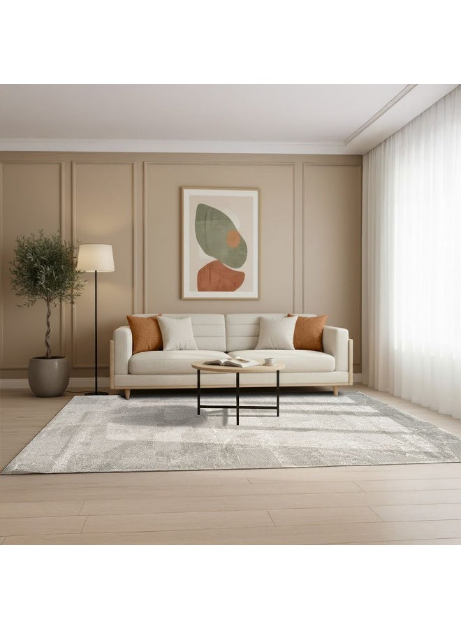 DANUBE HOME La Perle Modern Abstracts Rug | Washable Modern Rugs Style | Polypropylene + Polyester Area Rug Floor Covering | Indoor Carpet For Living Room Dining Bedroom 160X230cm-Grey - Image 2
