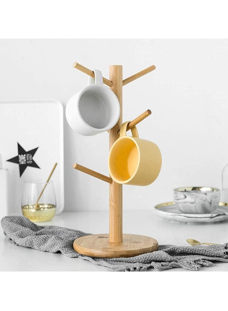 Wood Mug Tree Mug Holder Mug Rack Tabletop Holder Wood Cup Holder Storage Organizer Display Stand for Tea Coffee Cup Mug Hooks - Image 3