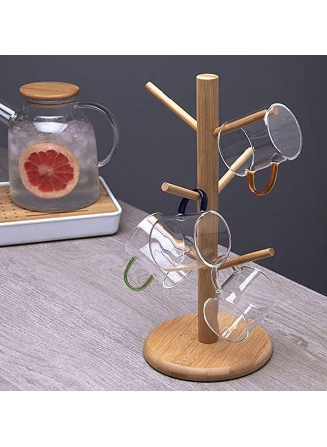 Wood Mug Tree Mug Holder Mug Rack Tabletop Holder Wood Cup Holder Storage Organizer Display Stand for Tea Coffee Cup Mug Hooks - Image 2