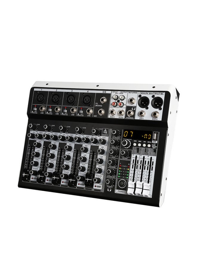 ميكسر احترافي صغير 4/6/8 قنوات لأداء المسرح وحفلات الزفاف والمؤتمرات والمنزل مع خاصية البلوتوث وتشغيل الفلاشة USB - Image 1