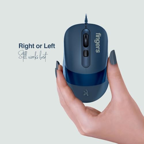 FINGERS SuperHit Wired Mouse with Advanced Optical Technology (Lightweight | Trendy Dual-Tone Design | Works Well with Windows, macOS, Linux) (Royal Blue) - Image 4
