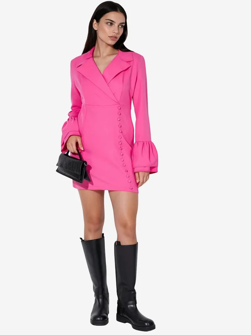 جينيفر Fitted Mini Dress With V-neck And Buttons