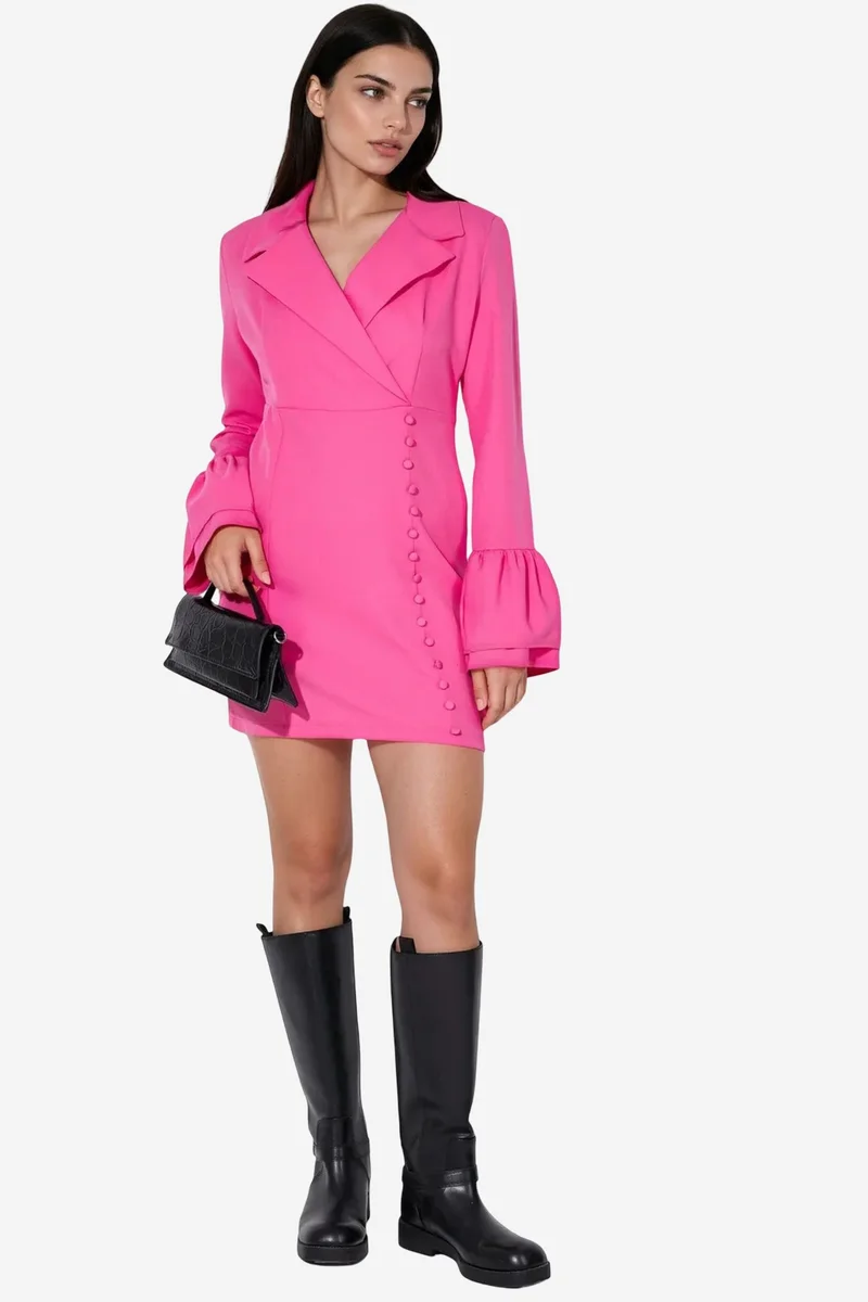 جينيفر Fitted Mini Dress With V-neck And Buttons