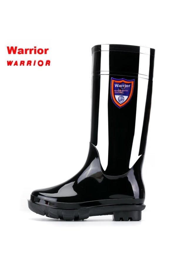 Pull Back Warrior Rain Boots للرجال، أحذية مطاطية مقاومة للماء ومتينة للاستخدام في الهواء الطلق، أحذية مطر غير قابلة للانزلاق، أحذية واقية، Hl822866، منتصف الساق، أسود، المقاس 43 - Image 1