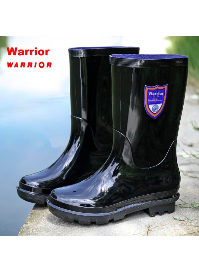 Pull Back Warrior Rain Boots للرجال، أحذية مطاطية مقاومة للماء ومتينة للاستخدام في الهواء الطلق، أحذية مطر غير قابلة للانزلاق، أحذية واقية، Hl822866، منتصف الساق، أسود، المقاس 43 - Image 2