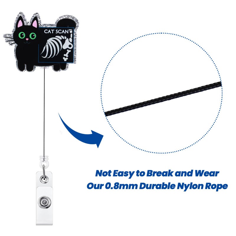 BVIIE Funny RAD Badge Reel, Cute Cat Scan Retractable ID Card Badge Holder, Name Tag Work Badge Clip for Xray CT Tech Orthopedics Veterinary RN LPN CNA MA Nursing Student Doctor, Nurse Gifts - Image 5