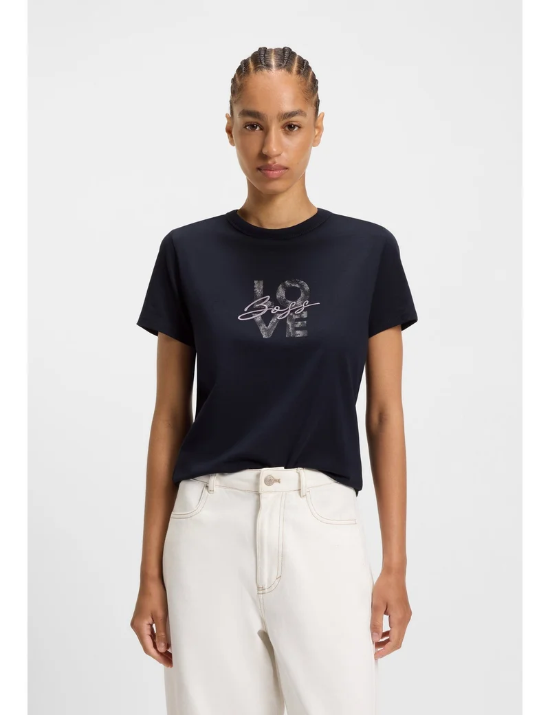 BOSS Slim-fit T-shirt in cotton jersey with logo artwork