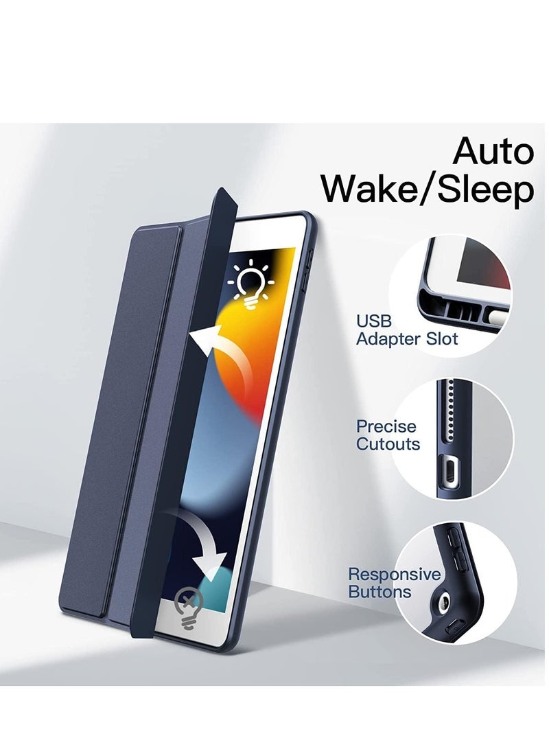 ELTRAZONE Protective Case for iPad 10.2-Inch (9th/8th/7th Gen, 2021/2020/2019) – Slim Lightweight Stand Cover with Apple Pencil Holder, Shockproof Anti-Scratch Transparent Back, Auto Sleep/Wake Function, Clear Soft Shell for iPad 10.2 Navy Blue - Image 2