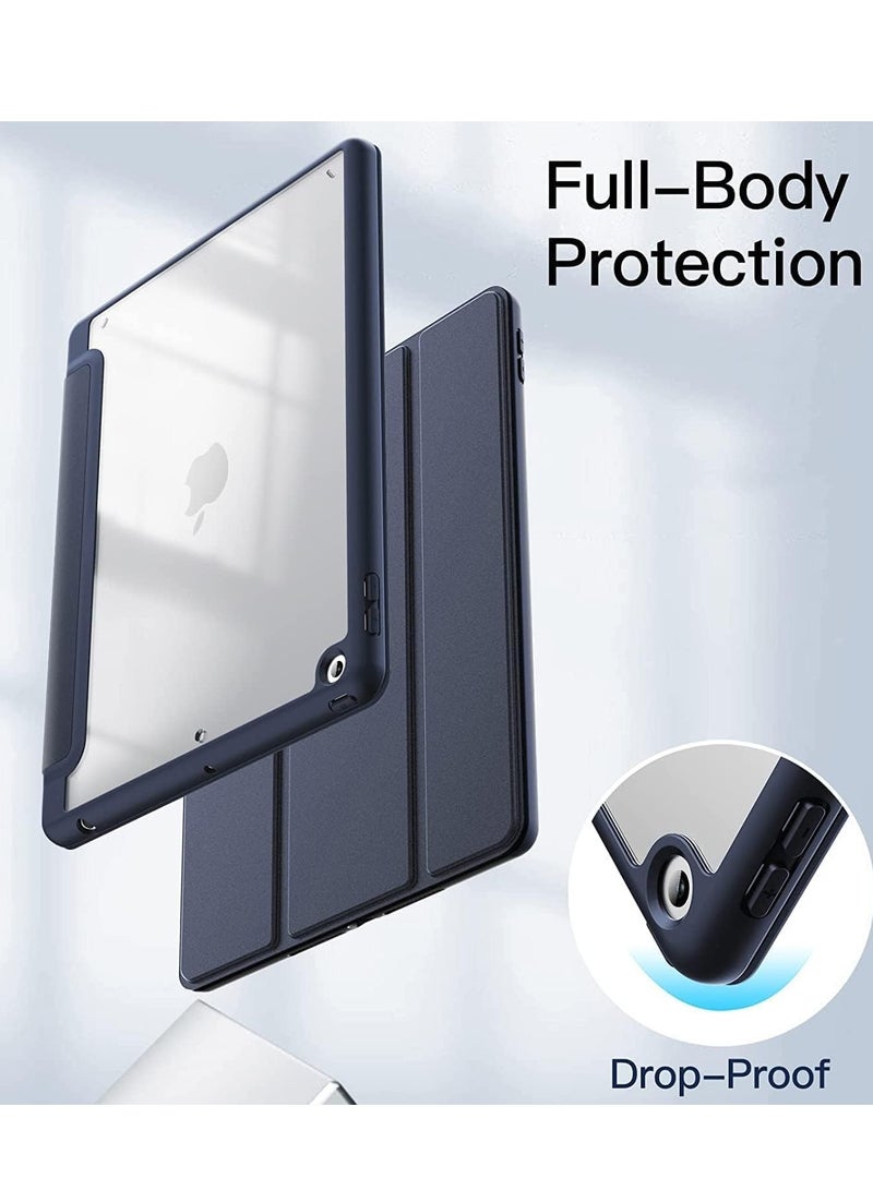 ELTRAZONE Protective Case for iPad 10.2-Inch (9th/8th/7th Gen, 2021/2020/2019) – Slim Lightweight Stand Cover with Apple Pencil Holder, Shockproof Anti-Scratch Transparent Back, Auto Sleep/Wake Function, Clear Soft Shell for iPad 10.2 Navy Blue - Image 3