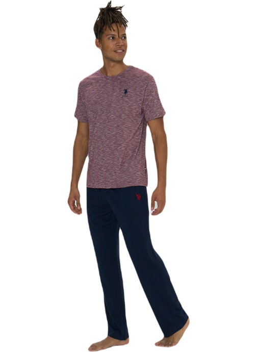U.S. Polo Assn. Men's Burgundy Flamed Round Neck Pajama Set  - Image 3
