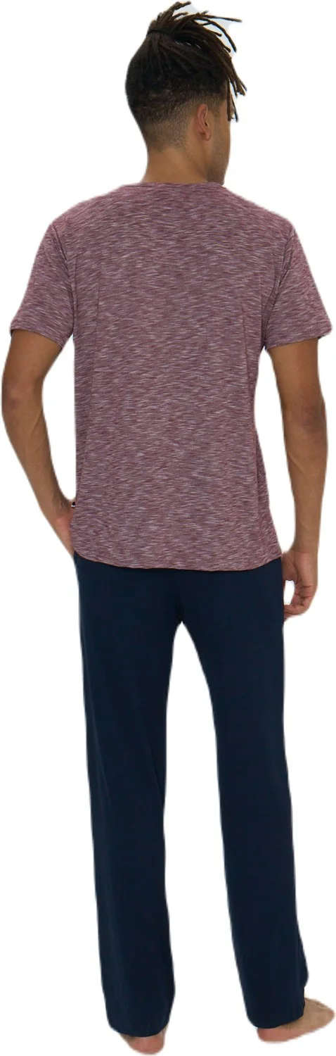 U.S. Polo Assn. Men's Burgundy Flamed Round Neck Pajama Set