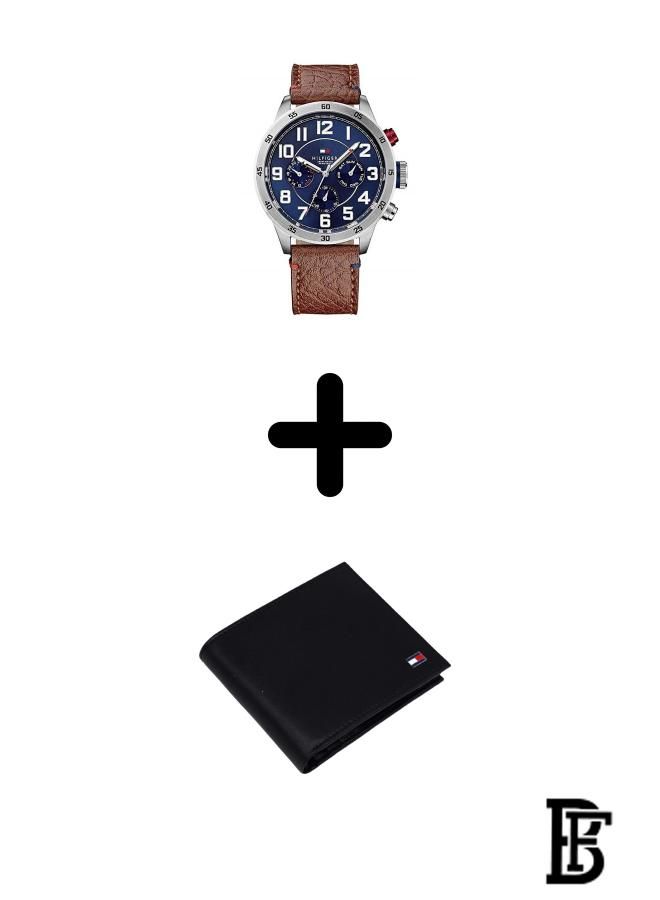 TOMMY HILFIGER Tommy Hilfiger Leather Chronograph Watch 1791066 + Tommy Wallet  - Image 1