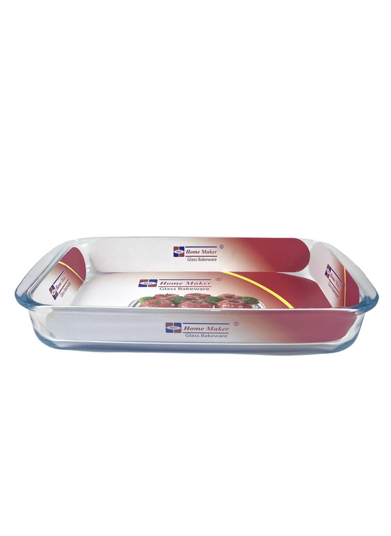 Homemaker Rectangular Glass Baking Dish, 2.2 Lt Capacity, 34.5X20.6 Cm Diameter, 5.1 Cm Height - Clear  - Image 1