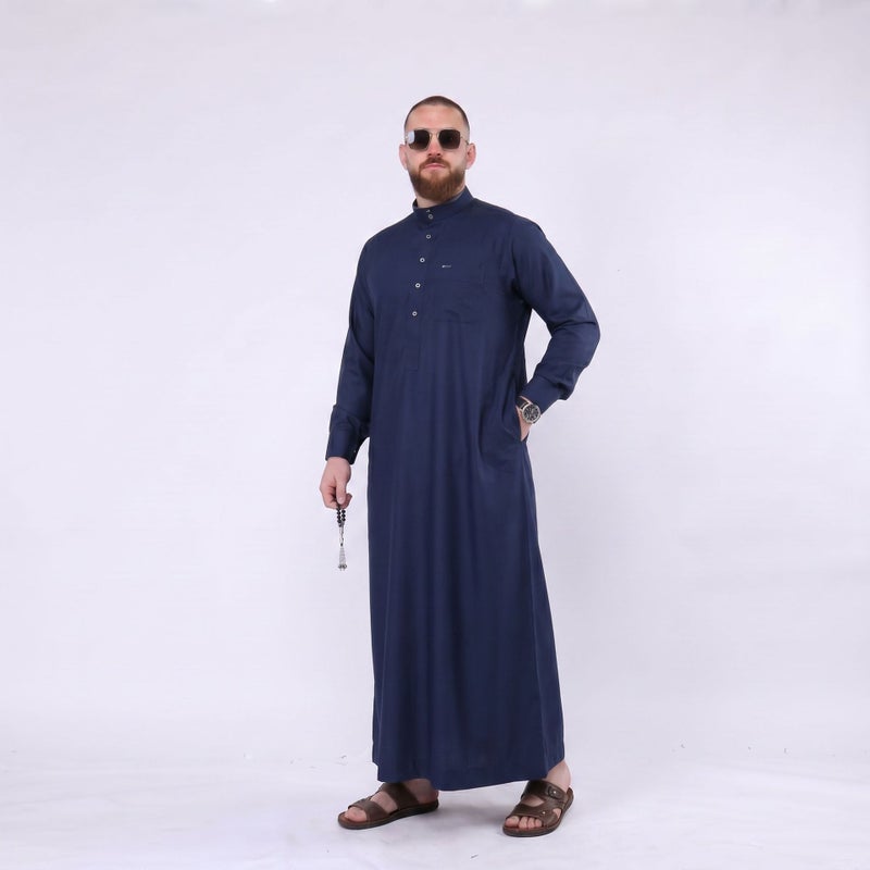 رداء تقليدي للرجال بأزرار فضية سوداء