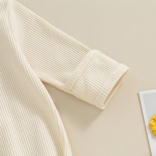 KMBANGI Newborn Baby Boys Girls Knotted Gown Hat Set Long Sleeve Button Infant Sleeper Baby Sleep Gown with Mittens (Apricot, 0-3 Months) - Image 5
