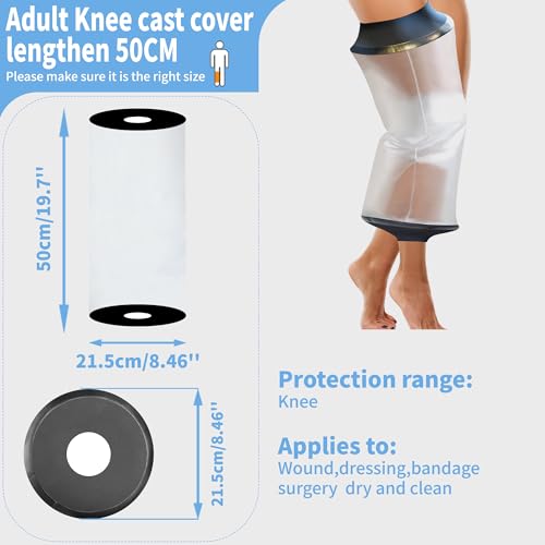 KEEFITT Knee Cast Cover for Shower, Waterproof Bandage and Cast Protector for Knee Replacement Surgery, Wound, Burns Watertight Protection Reusable, - Image 2