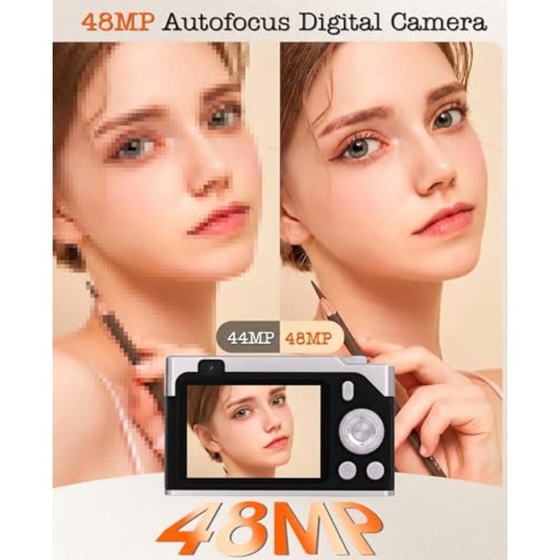 Digital Camera for:FHD 1080P vlogging camera with 16X zoom, anti-shake, compact plastic body in blue, built-in 32GB SD and fill light for indoor use - Image 2