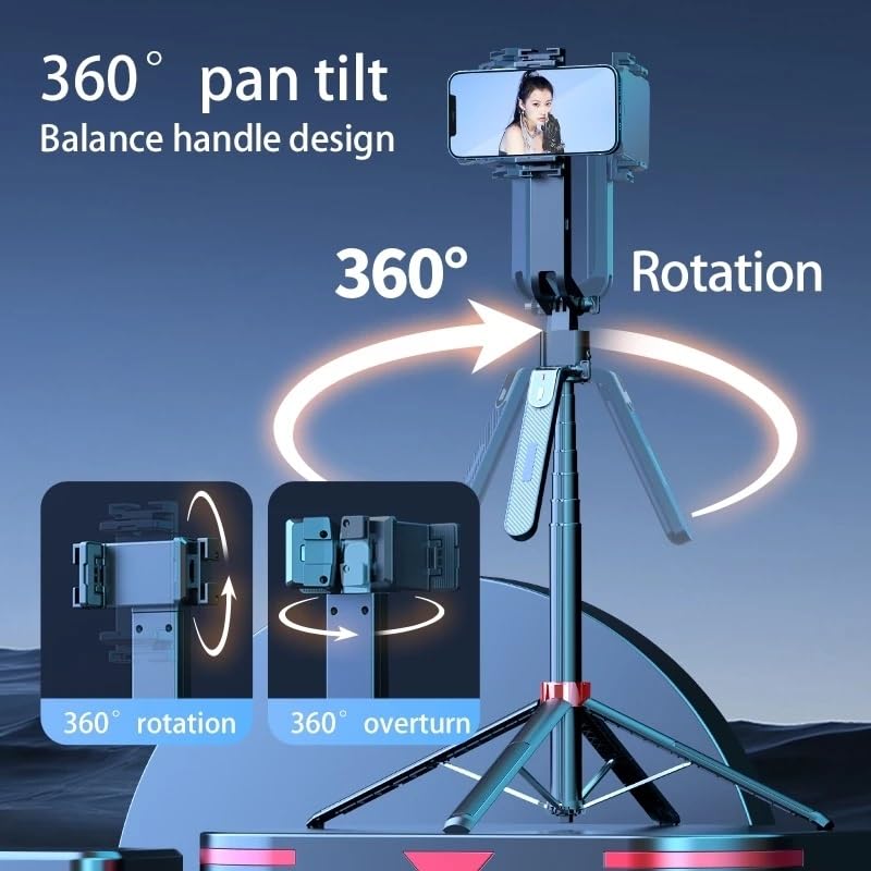 FKU Q185 Auto Face Tracking AI Gimbal Selfie Stick Tripod Stand,Detachable Bluetooth Remote Compatible for iPhone/Android, Best for Vlogging/Photo Shoot (Q185 AUTO FACE Tracking Selfie Stick) - Image 5