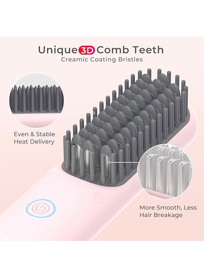 Wireless Hair Straightener Brush, USB Rechargeable Hair Comb, Anti-scald Fast Heating Portable Straightener And Curler For Women Girls Teens - Image 2