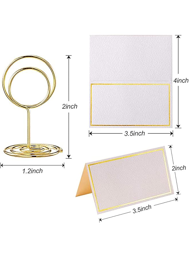 erorex 24 Pcs Premium Gold Table Number Holders And 24 Pcs Place Cards With Gold Foil Border Place Card Holder Table Sign Stand Photo Picture Holders For Centerpieces Wedding Party Birthday - Image 2