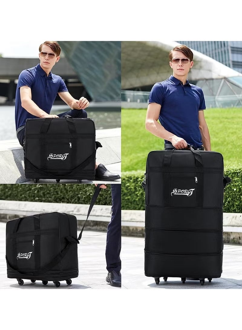سبورت حقيبة سفر قابلة للطي بعجلات، مقاومة للماء، مزودة بسحاب، وزن 20 كجم، حقيبة تنظيم خفيفة الوزن - Image 4