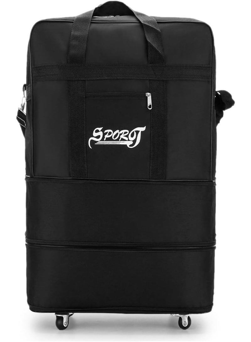 سبورت حقيبة سفر قابلة للطي بعجلات، مقاومة للماء، مزودة بسحاب، وزن 20 كجم، حقيبة تنظيم خفيفة الوزن - Image 1