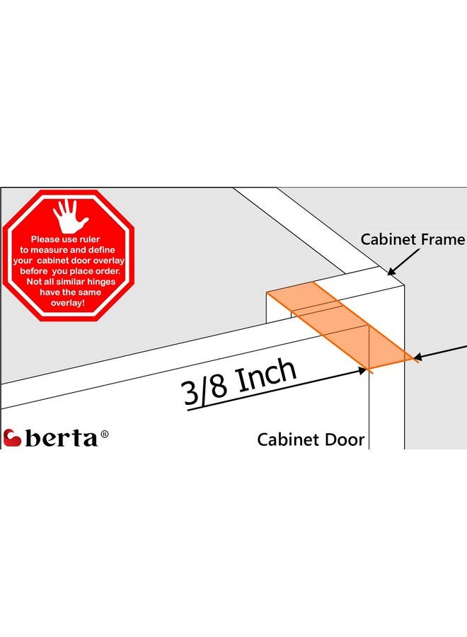 BERTA Berta 4 Pack 3/8" Overlay Hinges, 45mm Stainless Steel Quiet 3D Soft Close Concealed for Face Frame Door ＆ Frameless Door, 105° Open Angle Kitchen Replacement, Self Closing Hidden, Satin Nickel  - Image 2