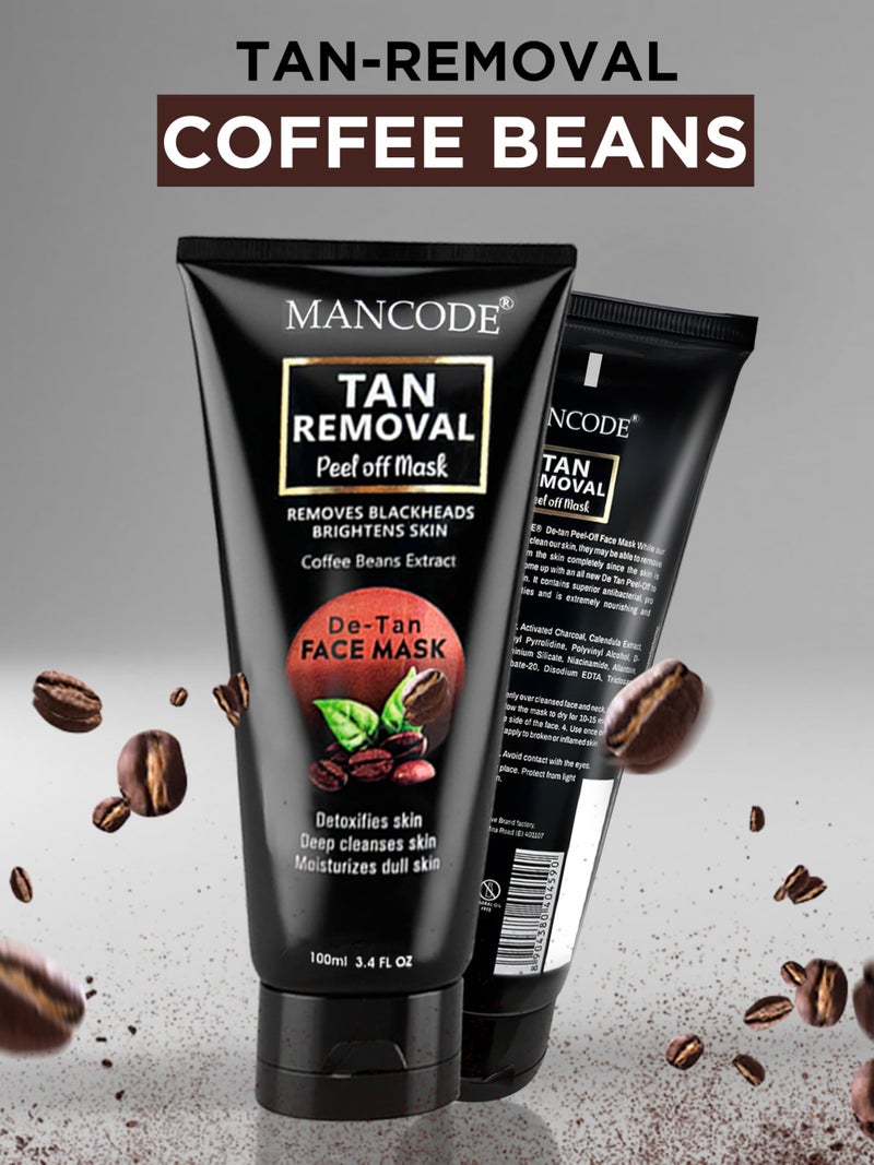 MAN CODE Mancode De-Tan Removal Peel off Face Mask for Men and Women 100ml | Deep Cleansing Exfoliator, Defeat Blackheads & Whiteheads, Glowing White & Brighten Skin - Image 4