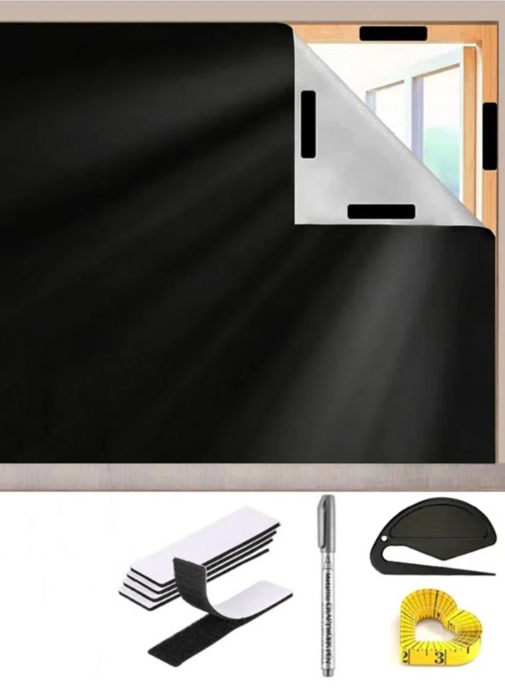 100% Blackout Curtains for Bedroom, Portable DIY Window Blinds, No Drill Window Shades & Blackout Blinds with Stickers & Tabs for Baby Nursery, Travel, Dorm Room（145cm x 300cm）